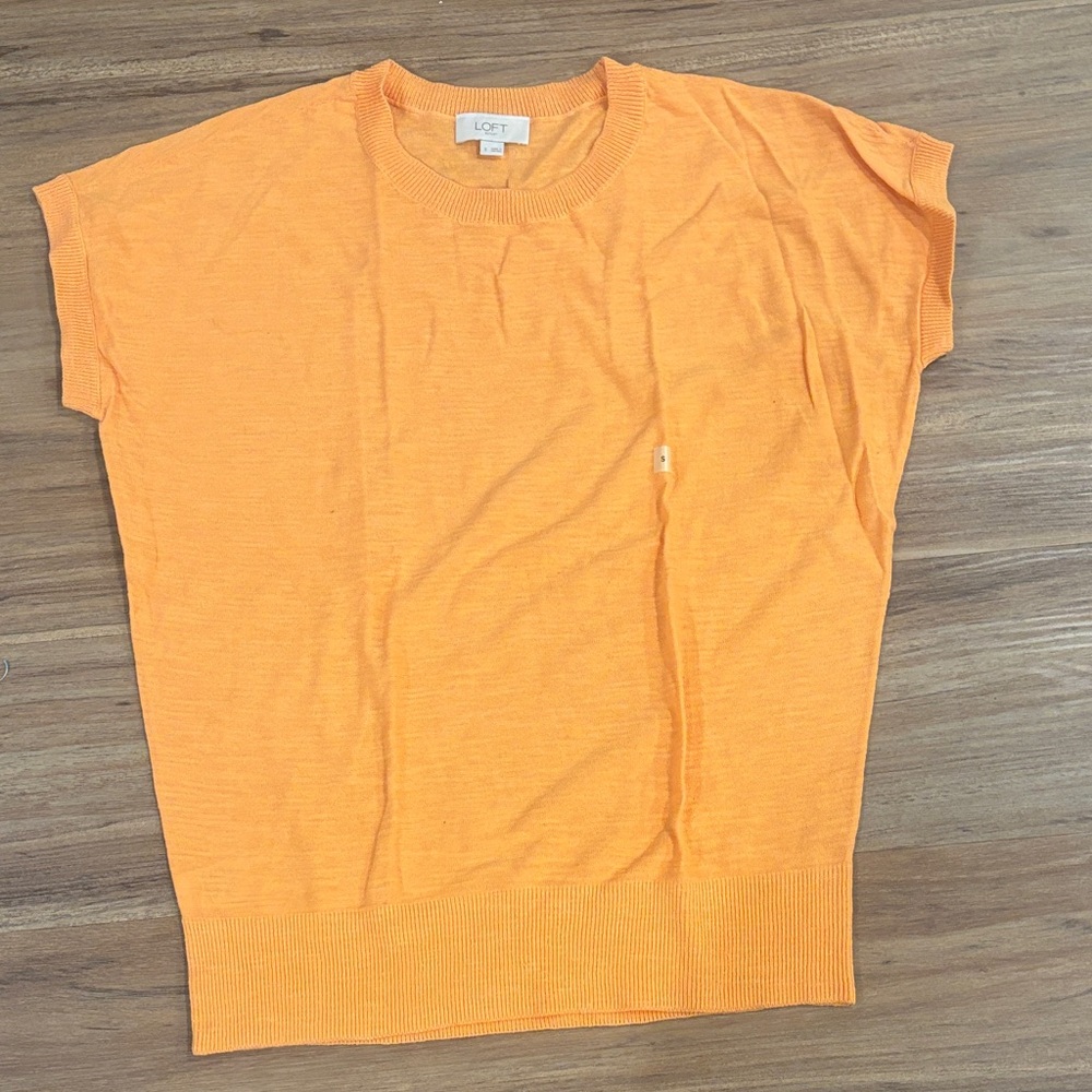 NWOT LOFT Bright Orange Cap Sleeve Knit Top